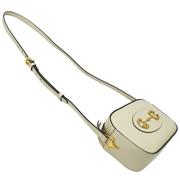 GUCCI White Leather Horsebit Shoulder Bag - Picture 5 of 13